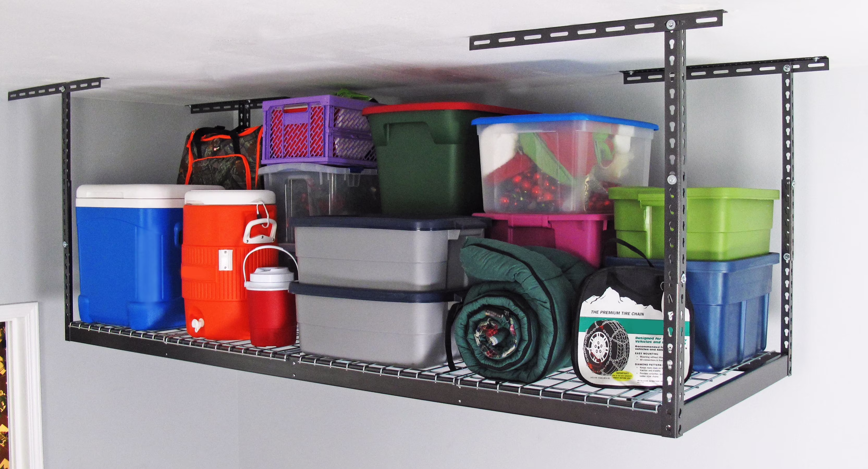 MonsterRax 3' x 8' Overhead Garage Storage Rack Holds 450 Pounds, White