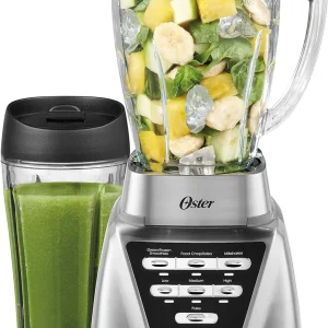 2025 Oster Blender | Pro 1200 with Glass Jar, 24-Ounce Smoothie Cup, Brushed Nickel