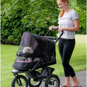 2025 No-Zip NV Pet Stroller for Cats/Dogs, Zipperless Entry, Easy One-Hand Fold, Gel-Filled Tires, Plush Pad + Weather Cover Included, 3 colors