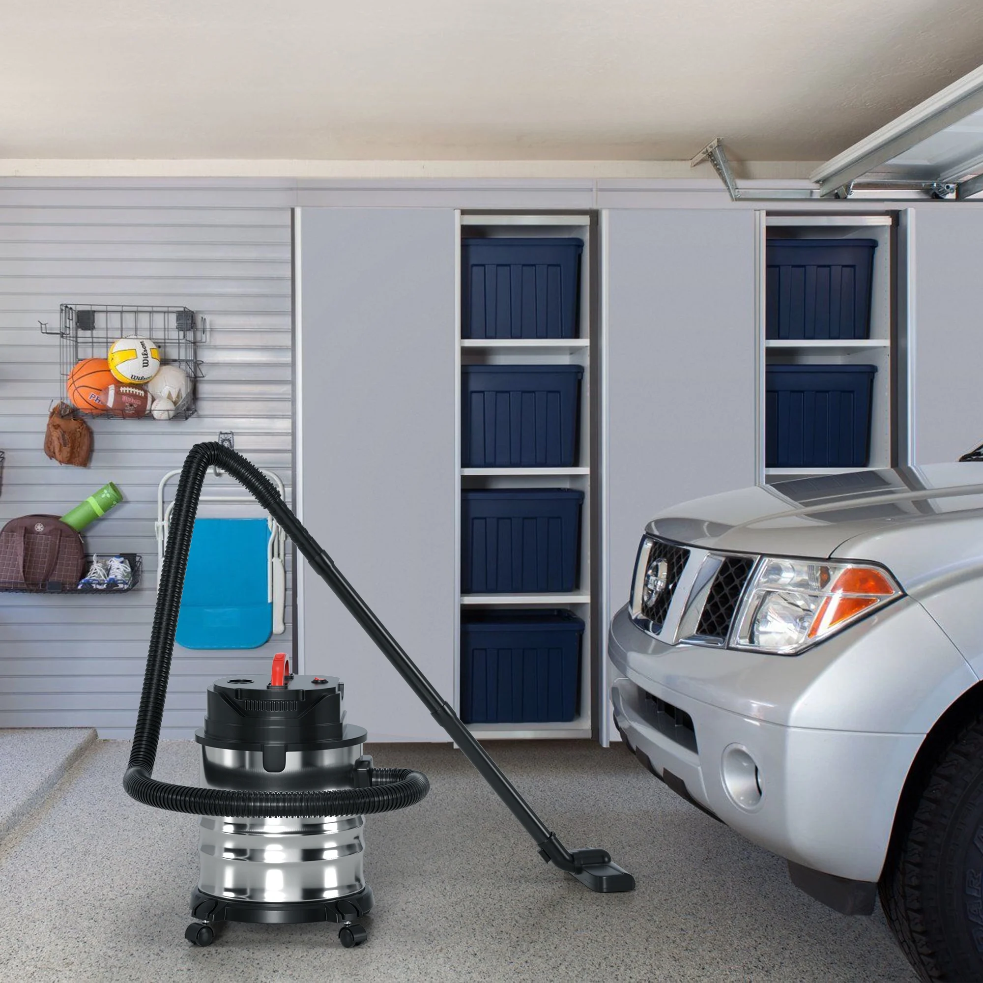 TOPTENG Wet Dry Vacuum Cleaner, 5 Gallon 1800W 6 HP Peak Stainless Steel Shop Vacuum Wet and Dry, with Filter and Attachments for House Garage Workshop Car