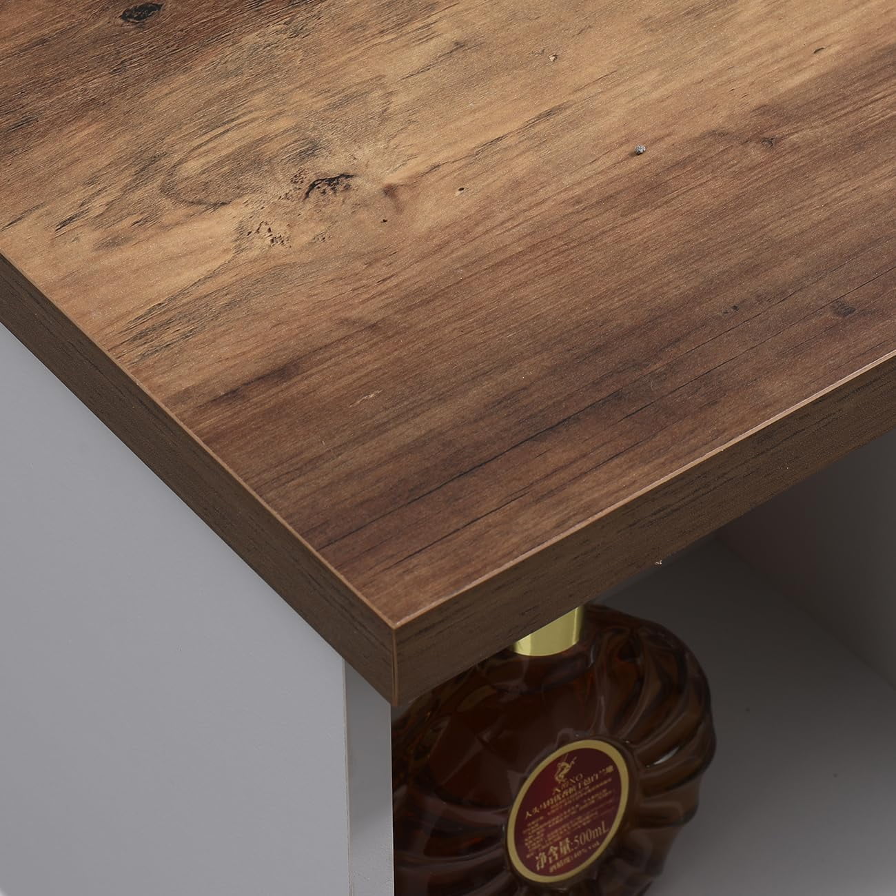 Ansley&HosHo Farmhouse Coffee Table with Sliding Barn Doors & Storage, Antique Wood Living Room Center Table, Rustic Industrial Cocktail Table for Bedroom Home Office, White+Dark Walnut