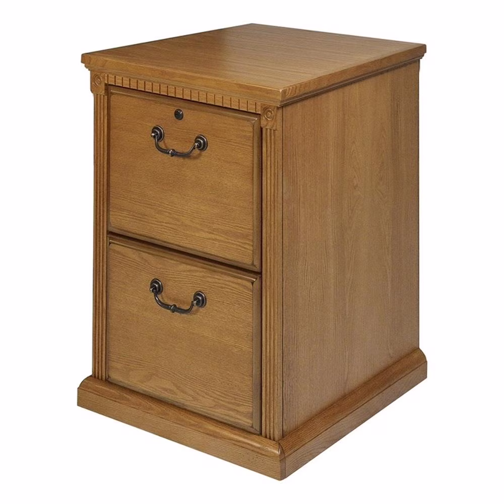 Martin Furniture Huntington Transitional Oxford 2 Drawer Wood File Cabinet - Oak