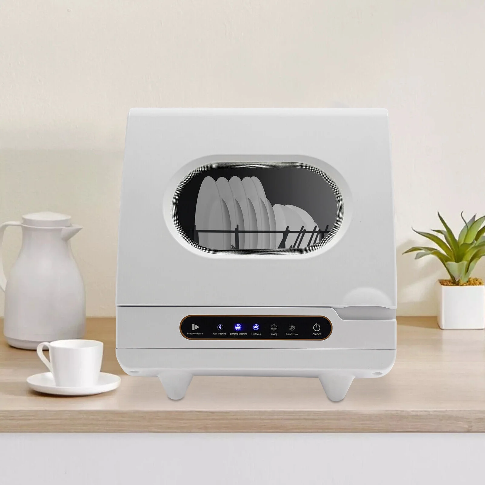 1200W mini Portable Countertop Dishwasher 360- Rotating Deep Cleaning Dishwasher