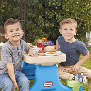 Little Tikes Easy Store Kids Durable Picnic Table with Umbrella, Indoor Outdoor, Ages 2+