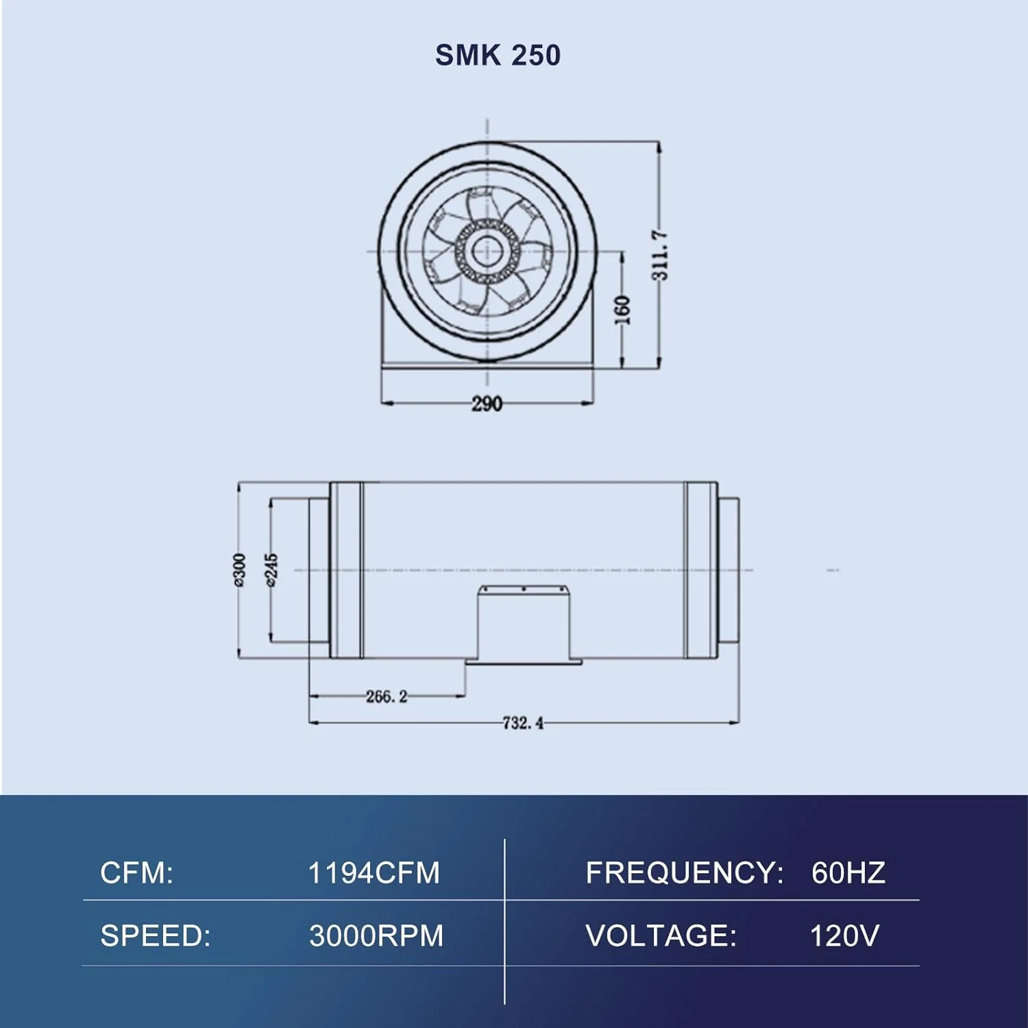 12 Inch Inline Duct Fan,1880 CFM Inline Fan Duct Fan Constant Speed, ETL Listed, Ventilation Exhaust Fan for Heating Cooling Booster, Grow Tents, Hydroponics