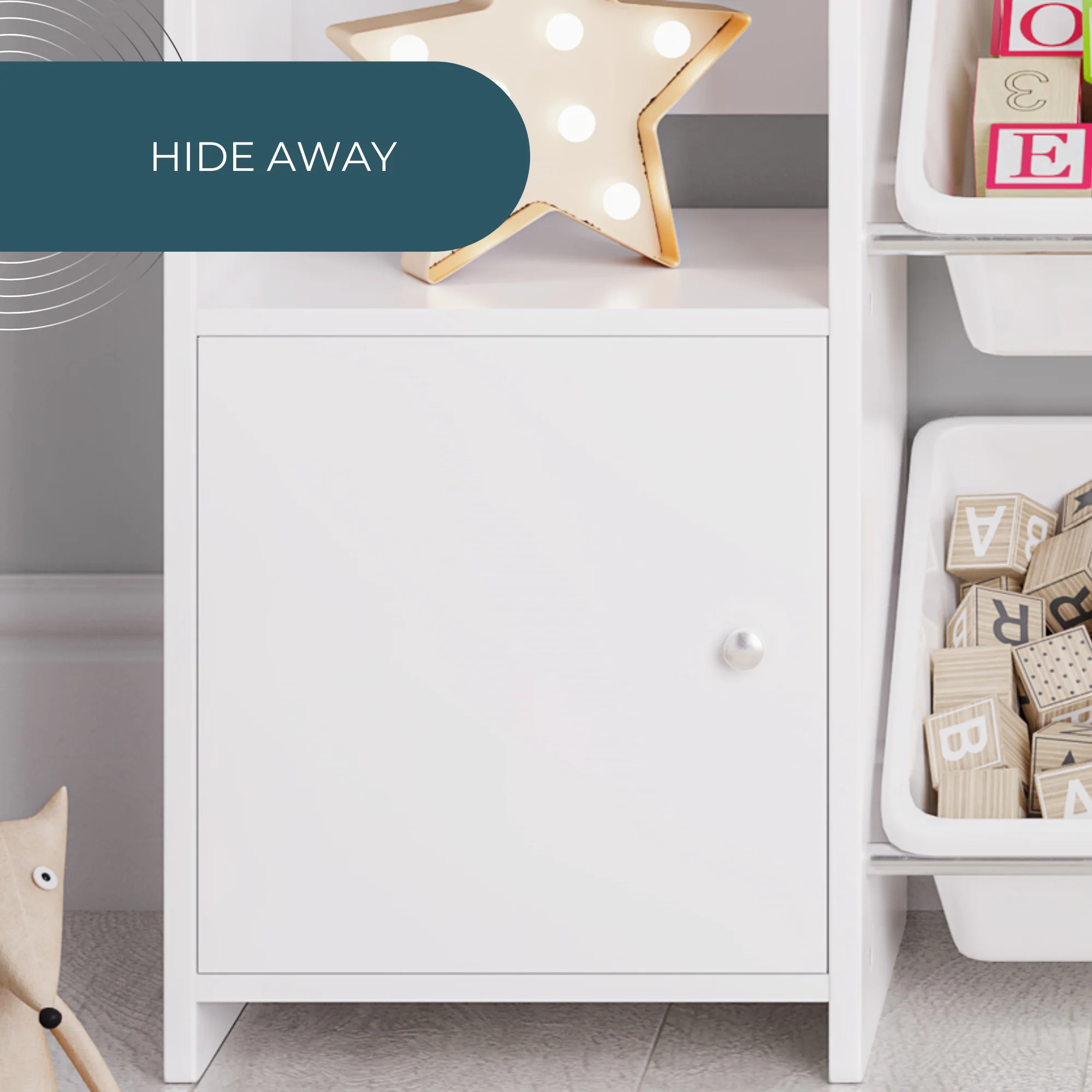 Sturdis Kids Toy Storage Organizer With Bookshelf and White Bins