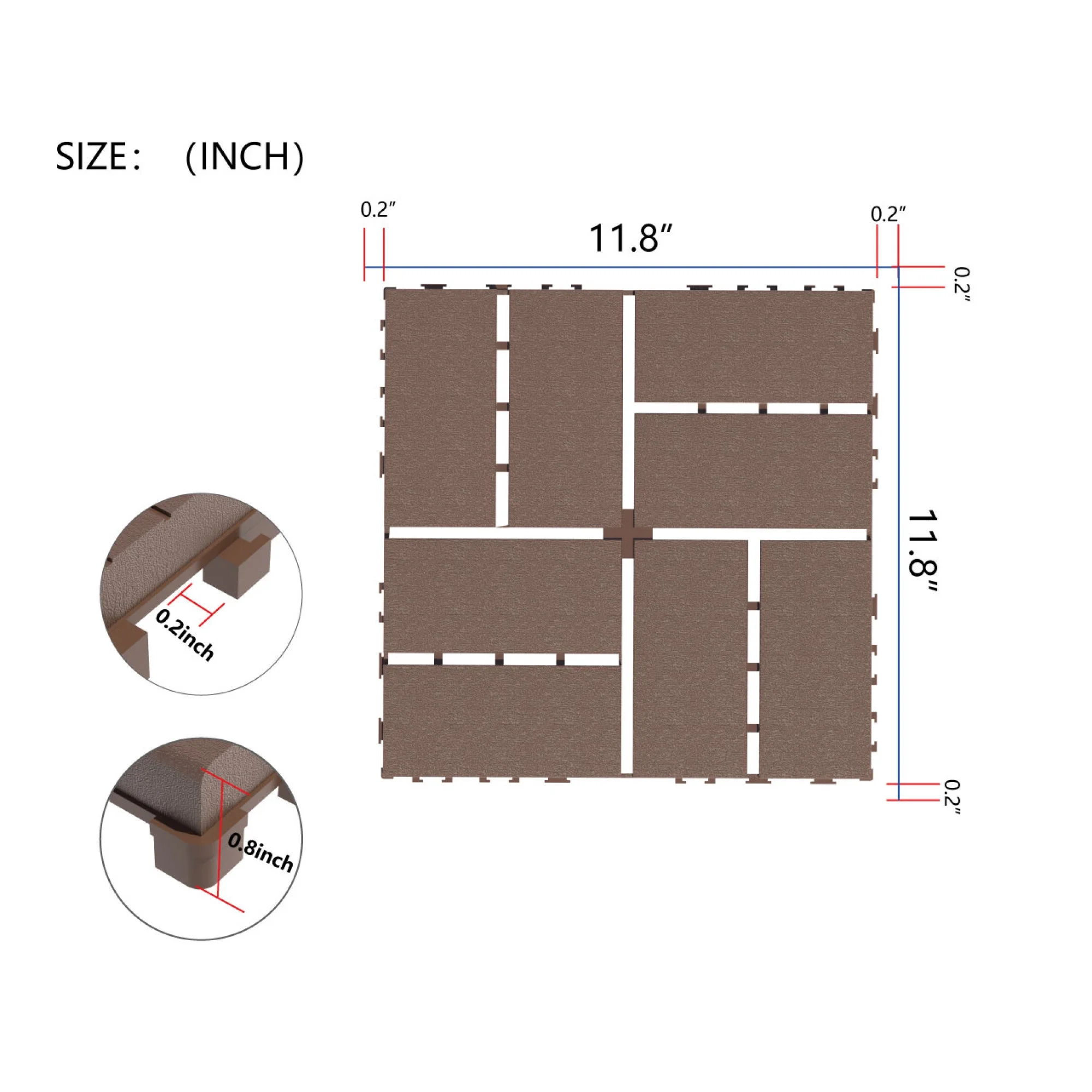 44PCS Plastic Interlocking Deck Tiles,Patio Deck Tiles,12"x12" Square Waterproof Outdoor