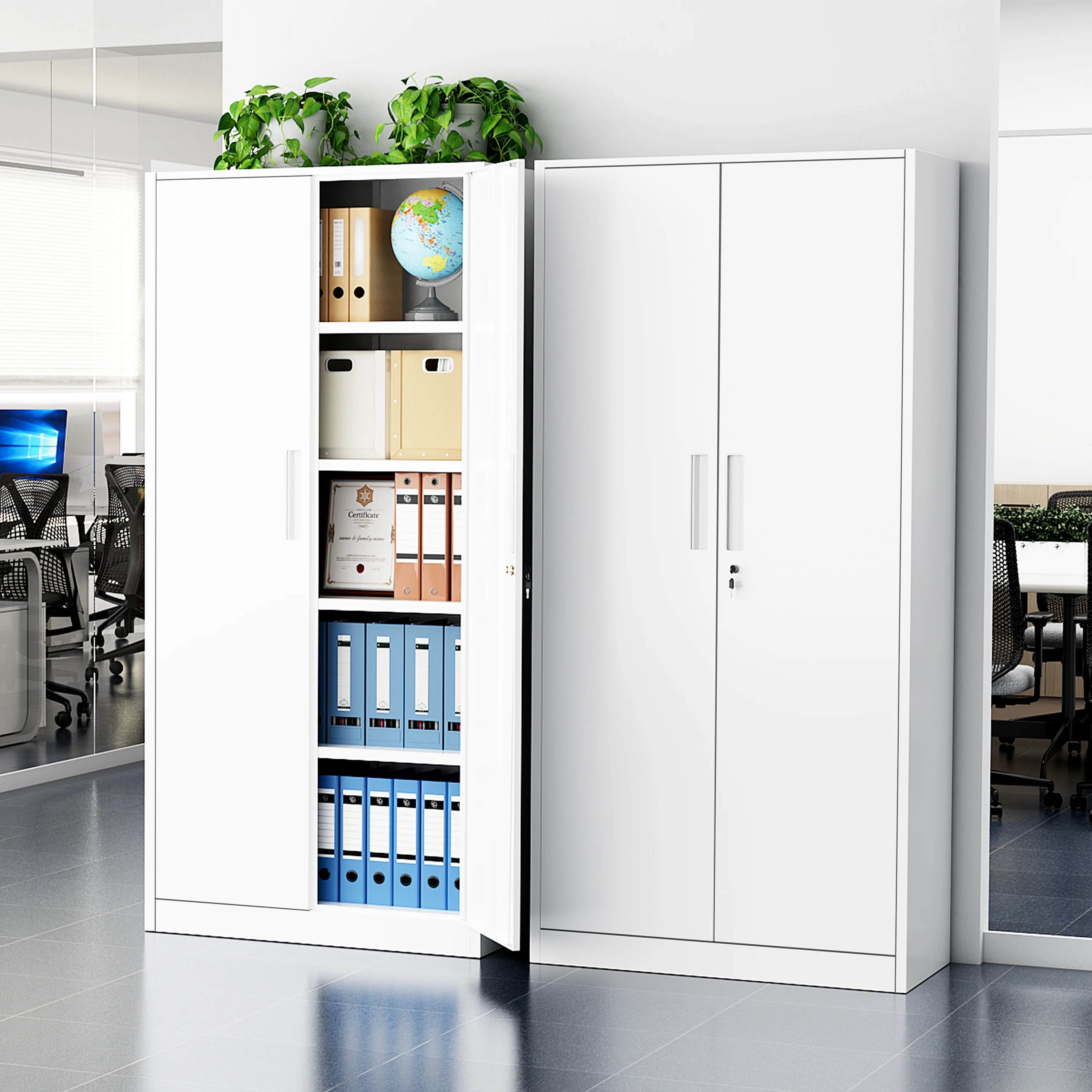 SUNCROWN 71 In Metal Storage Garage Cabinets with Locking Doors and Adjustable Shelves, Steel Storage Cabinet for Garage, Office, Classroom, Assemble Required(Black)