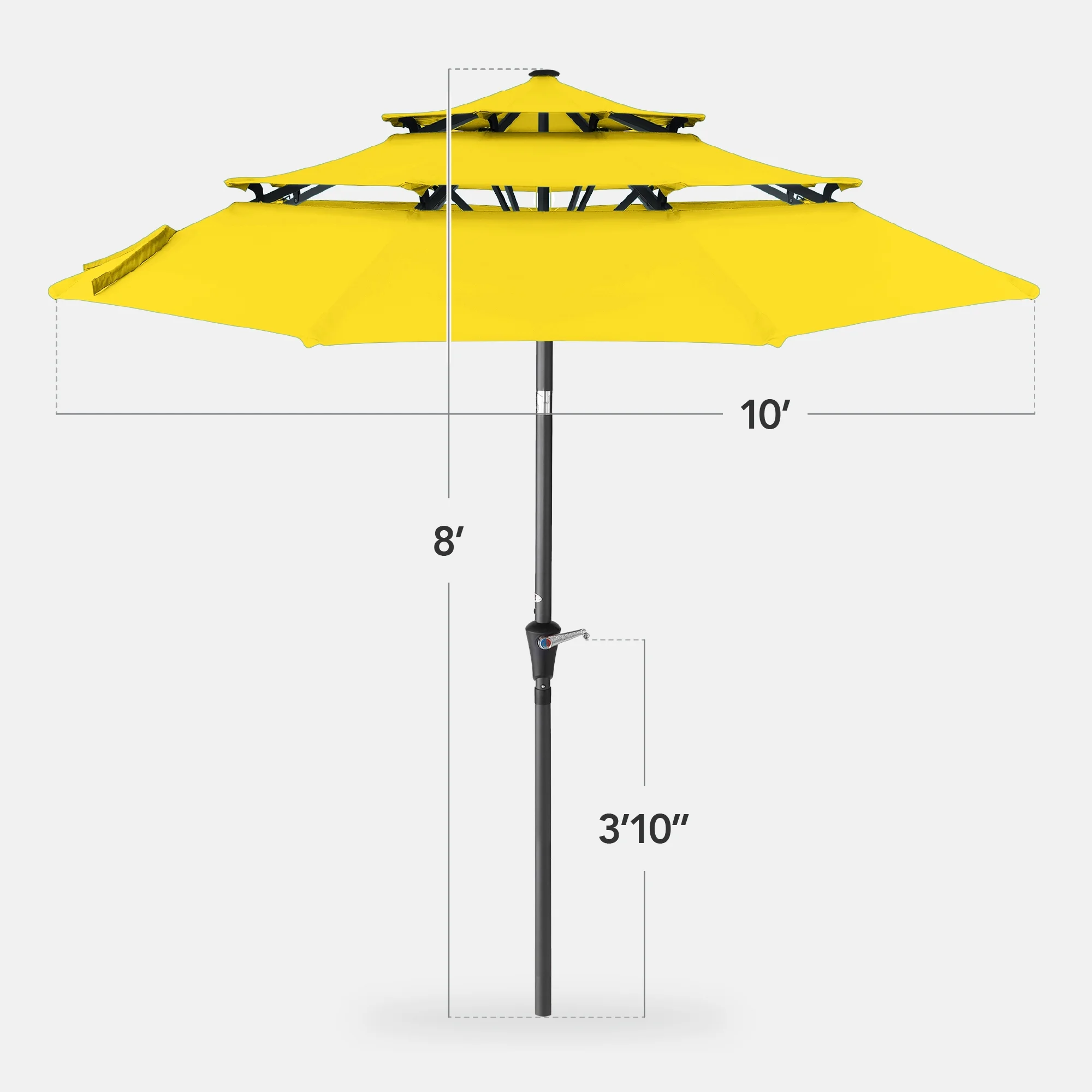 Best Choice Products 10ft 3-Tier Patio Umbrella, Market Sun Shade w/ Tilt Adjustment, Easy Crank - Red
