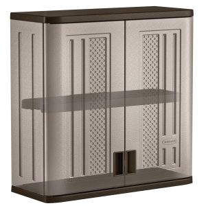 Suncast 30"W x 12"D x 30.25"H Resin Wall Garage Storage Cabinet, Platinum Metallic