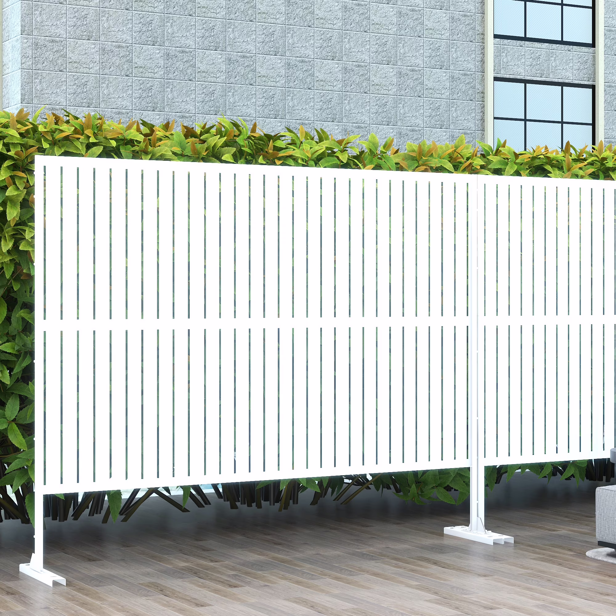 MAYEERTY 72*47" Outdoor Black Metal Privacy Panel Screen for Patio, Classic Louvered