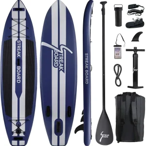 streakboard 11FT Inflatable Stand Up Paddle Board SUP Surfing Boards No Slip Deck, 6'' Thick with Backpack