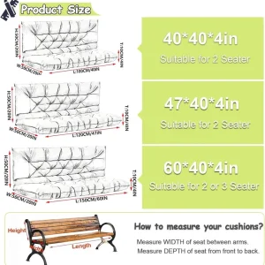Replacement Cushions for Swing, Waterproof Porch Swing Cushion, 2-3 Seat Outdoor Bench Cushion with Backrest for Patio Furniture Garden Porch Loveseat Glider Pad (Sky Blue 70*40in)