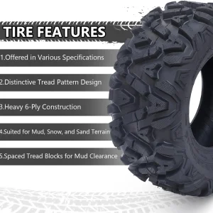 26x12x12 Atv Tires, Set of 2 Atv Tires 26x12-12 6PR, All Terrain Atv/Utv Off-Road Tires, Black