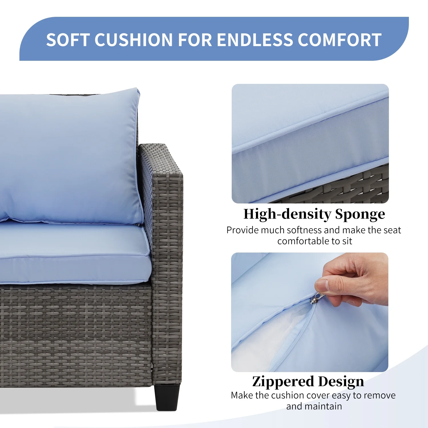 Ainfox 7 Pcs Outdoor Patio Furniture Sofa Set on Sale, Grey Rattan Grey Cushion