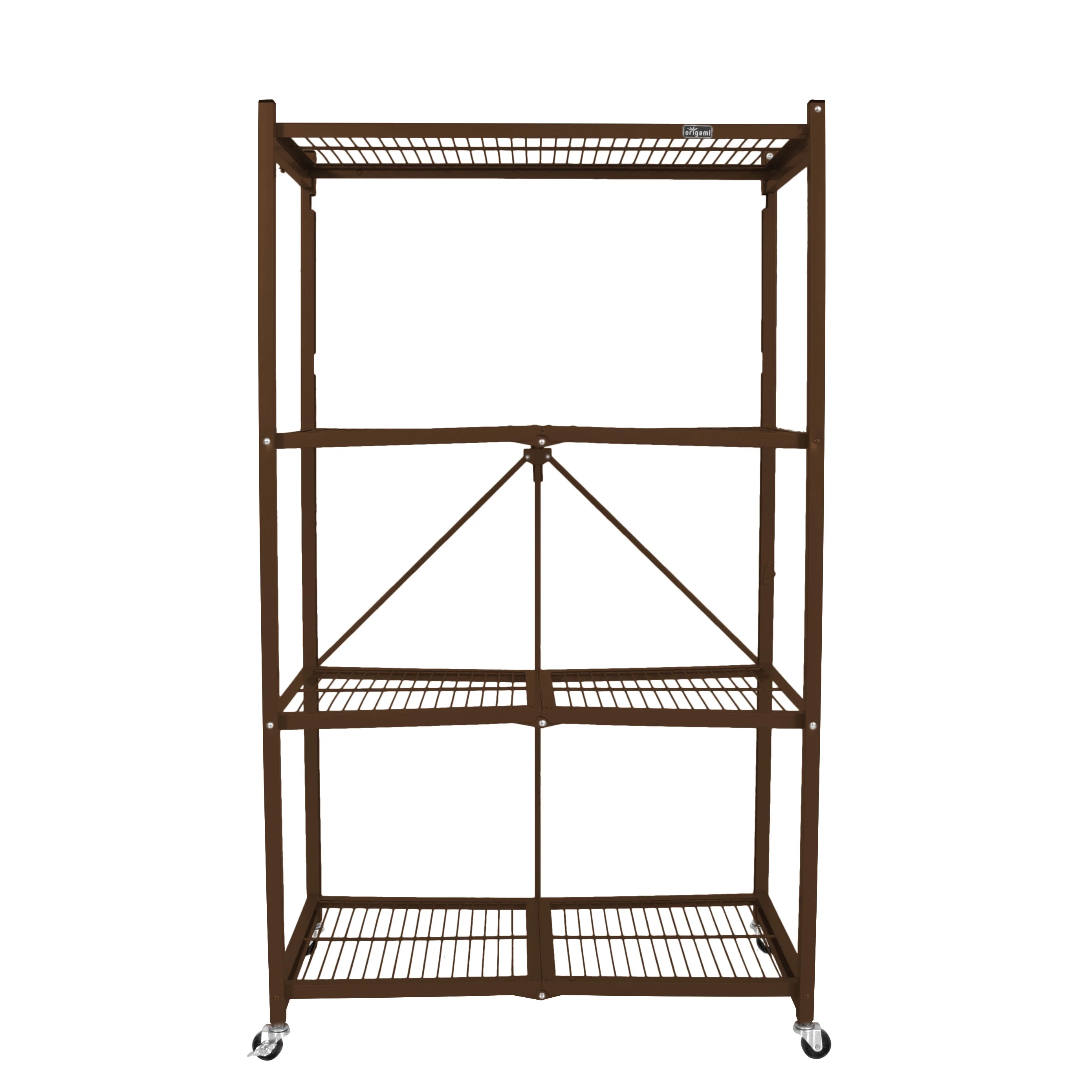 Origami 4 Tier Multipurpose Folding Storage Rack with Wheels, 3 Pack, Gray