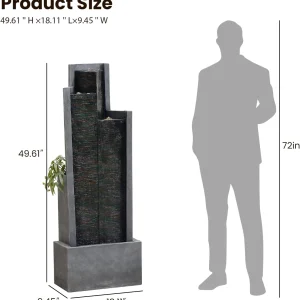 Outdoor Modern Waterfall Fountain Water Fall Fountains with LED Lights for Garden, Patio, Backyard, Deck, Porch and Home Decor