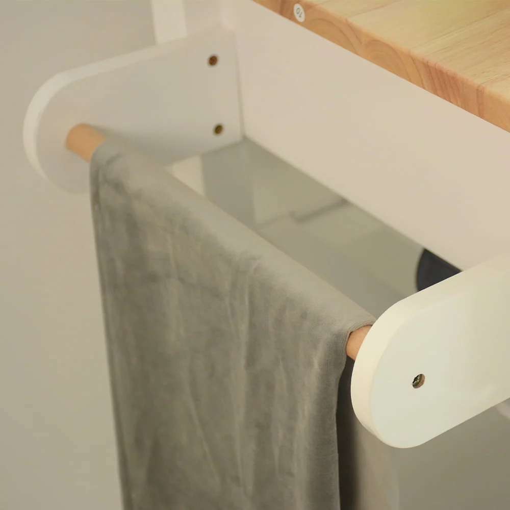 Highsound Wooden Kitchen Island Cart with 3 Shelfs and Cabinet, Kitchen Storage Carts Table with Drawer and Lockable Wheels, White