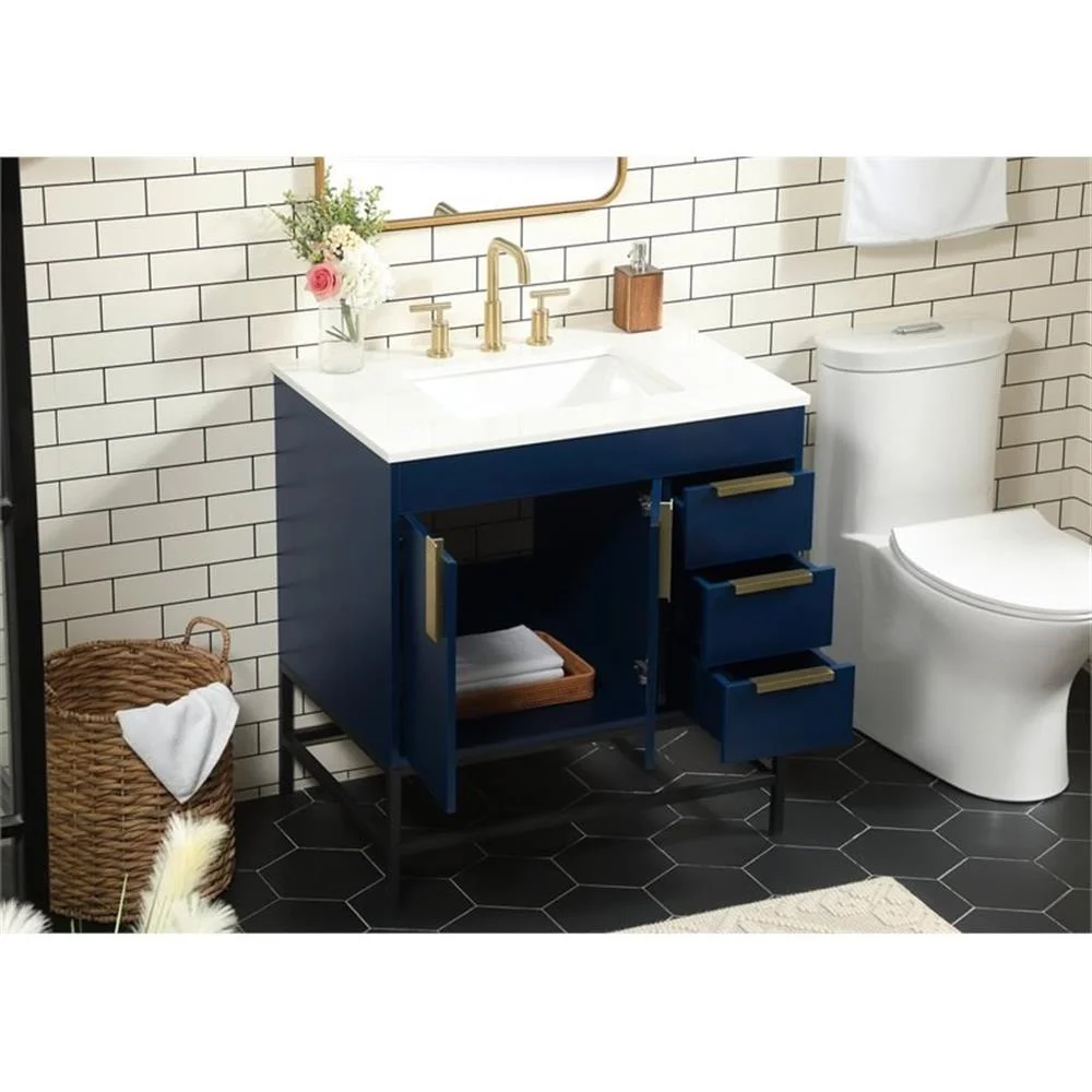 Elegant Kitchen and Bath 32 Inch Single Bathroom Vanity In Green