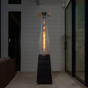Fire Sense Pyramid Flame Patio outdoor propane Heater Tower with Wheels Coronado Brushed Bronze
