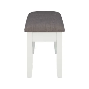 Kesten Farmhouse Dining Bench with Storage, Vanilla White Base with Rustic Taupe Fabric