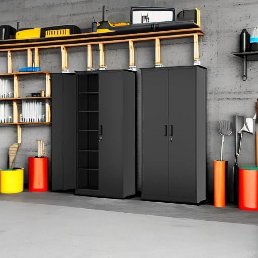 STANI Metal Storage Cabinet, 71- Tall Steel Cabinets with Locking Door and 5 Adjustable Shelves, Steel Classic Storage Cabinet for Home, School, Office, Garage