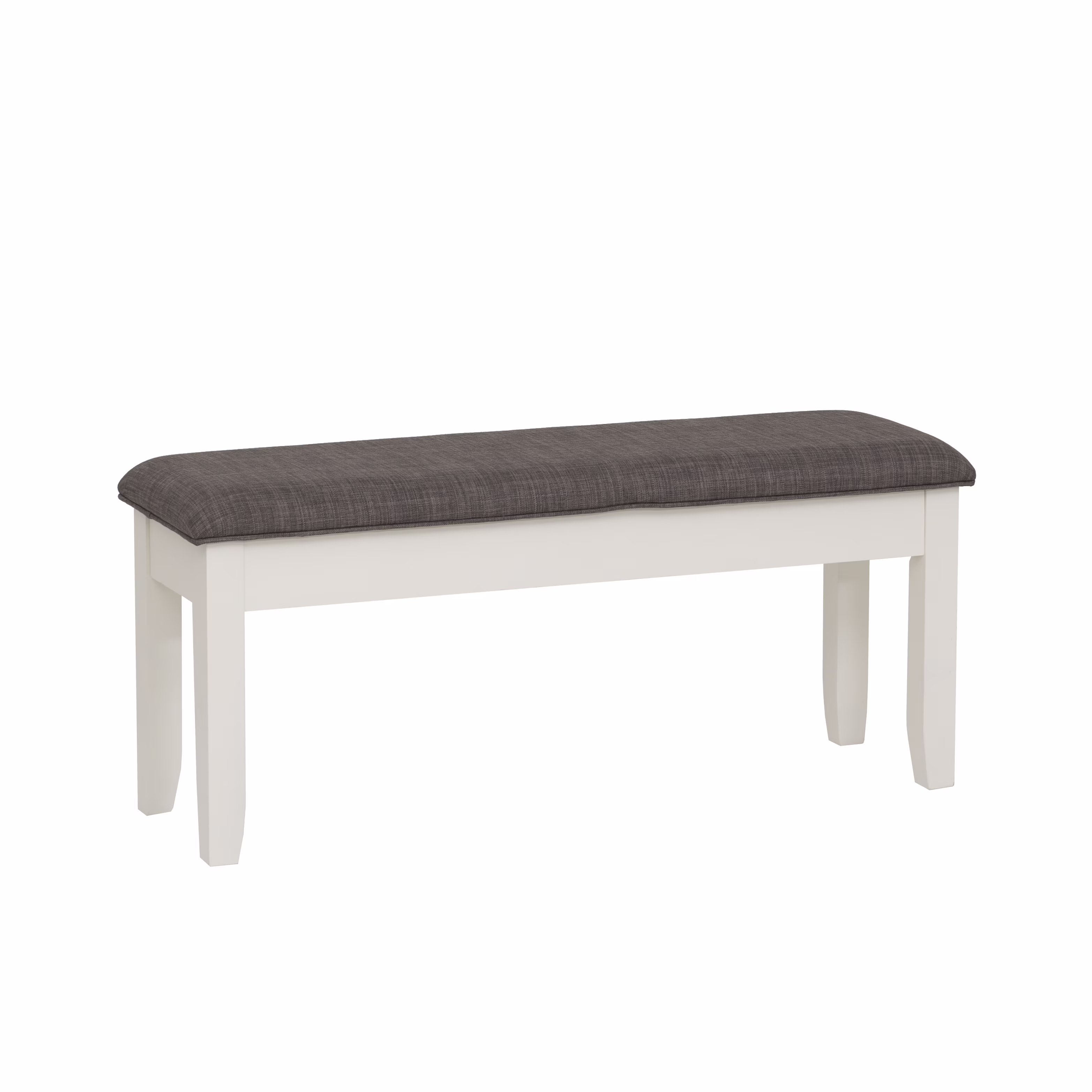 Kesten Farmhouse Dining Bench with Storage, Vanilla White Base with Rustic Taupe Fabric