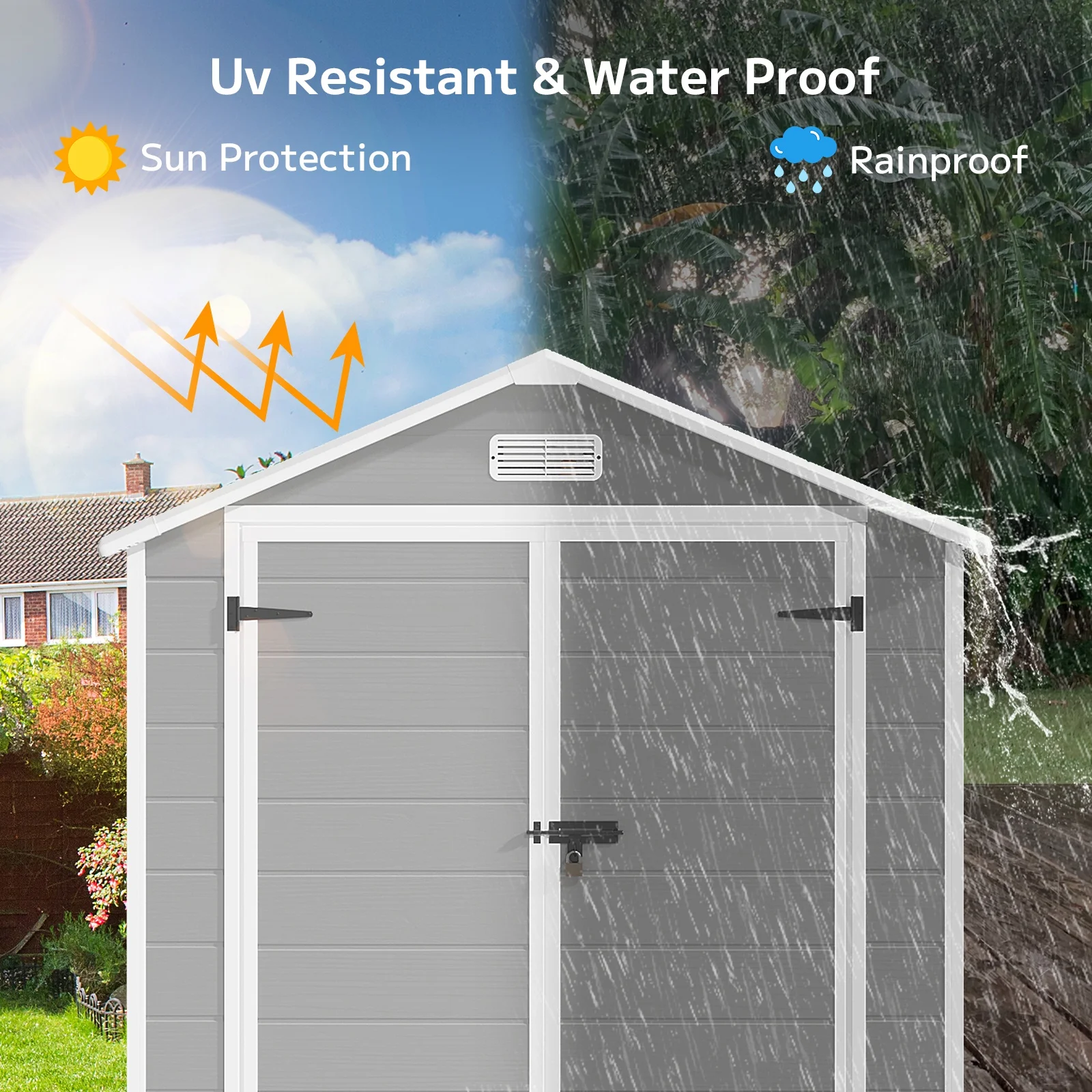 Asofer 6x4 FT Resin Storage Shed, Plastic Outdoor Shed with Floor-Side Window, Lockable Door for Backyard, Garden, Patio, Gray