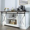 58" Farmhouse Coffee Bar Cabinet with Sliding Barn Door, Heavy Duty Sideboard Buffet Cabinet Kitchen Storage(Grey)