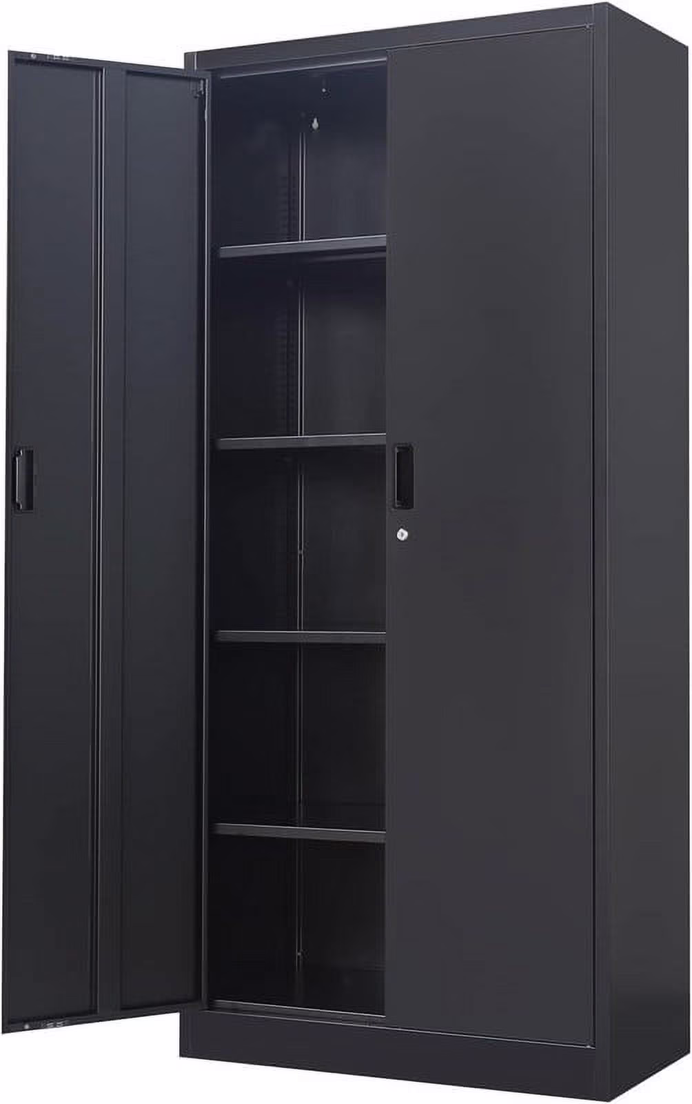 CJF Metal Storage Cabinet, 72" H Garage Storage Cabinet with Adjustable Shelves and Lockable Door, Classic Office Storage Cabinet for Home, School, Office, Garage (Black)