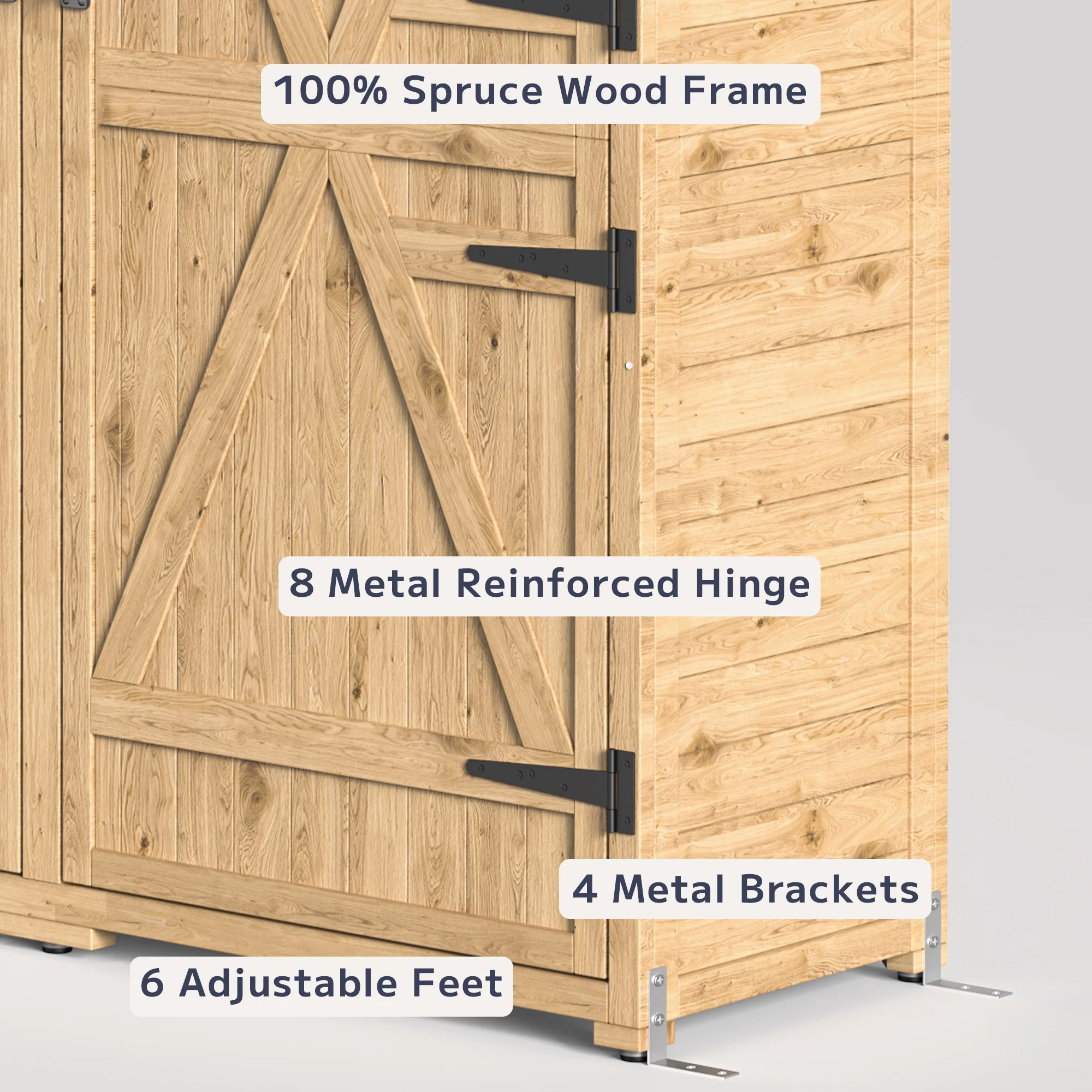 Asofer Outdoor Storage Shed, Storage Cabinet Clearance, Wooden Tool Shed, Deck Cabinet for Outside Patio Lawn