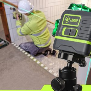 Laser Level 3x360- LASGOO with Remote Control, 2 Rechargeable Batteries, 100FT Range, 360- Magnetic Rotating Stand, IP54, 3Ds