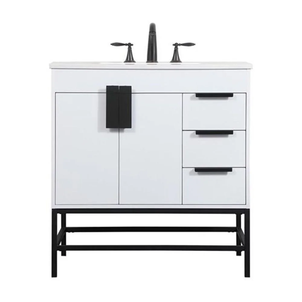 Elegant Kitchen and Bath 32 Inch Single Bathroom Vanity In Green