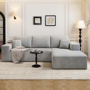 107.5" Cloud Modular Sectional Sofa Couch with L-Shape Chaise,Modern Minimalist Upholstered Couches for Living Room Bedroom,Deep Seat Corner Couch .No Assembly Required (Black,Left Facing Chaise)