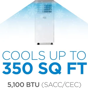BLACK+DECKER 10,000 BTU Portable Air Conditioner for Rooms up to 450 Sq. Ft. with Remote – White