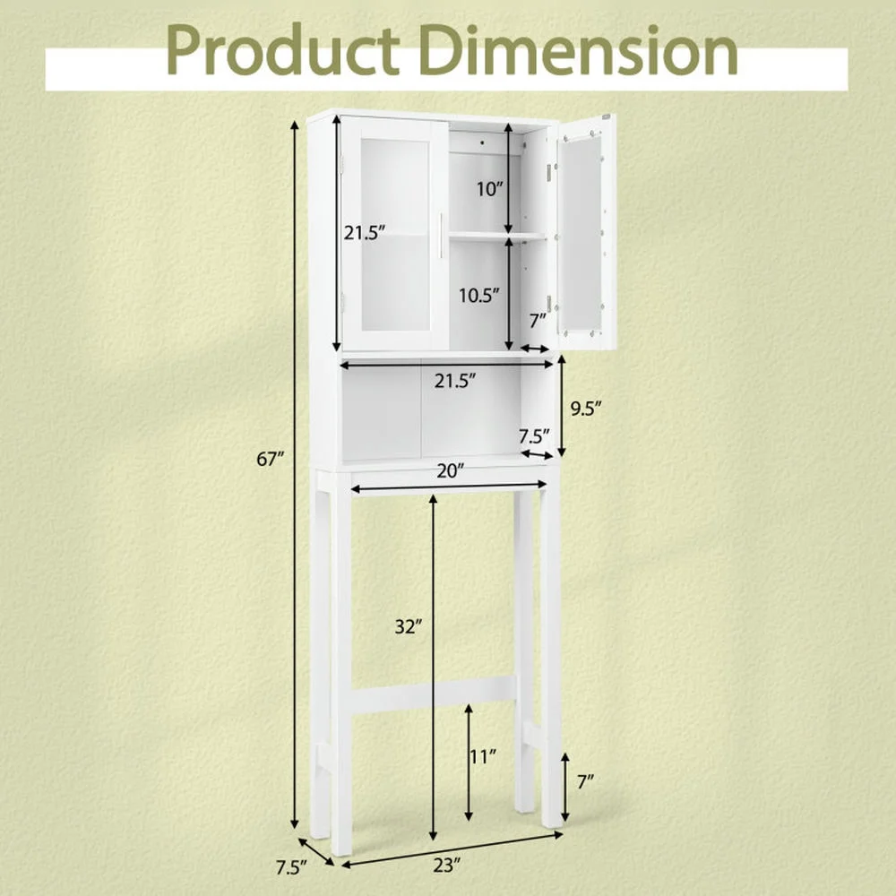 Yardi Yard Over the Toilet Bathroom Storage Cabinet with Adjustable Shelf, Bathroom Organizers and Storage