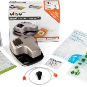 Oliso Pro VS95A Bundle, Smart Vacuum Sealer for Food Storage, with Various Bag Sizes, Silver.