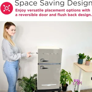 Frigidaire Retro Mini Fridge with Freezer Side Bottle Opener-Small 2 Door Refrigerator Office Bar