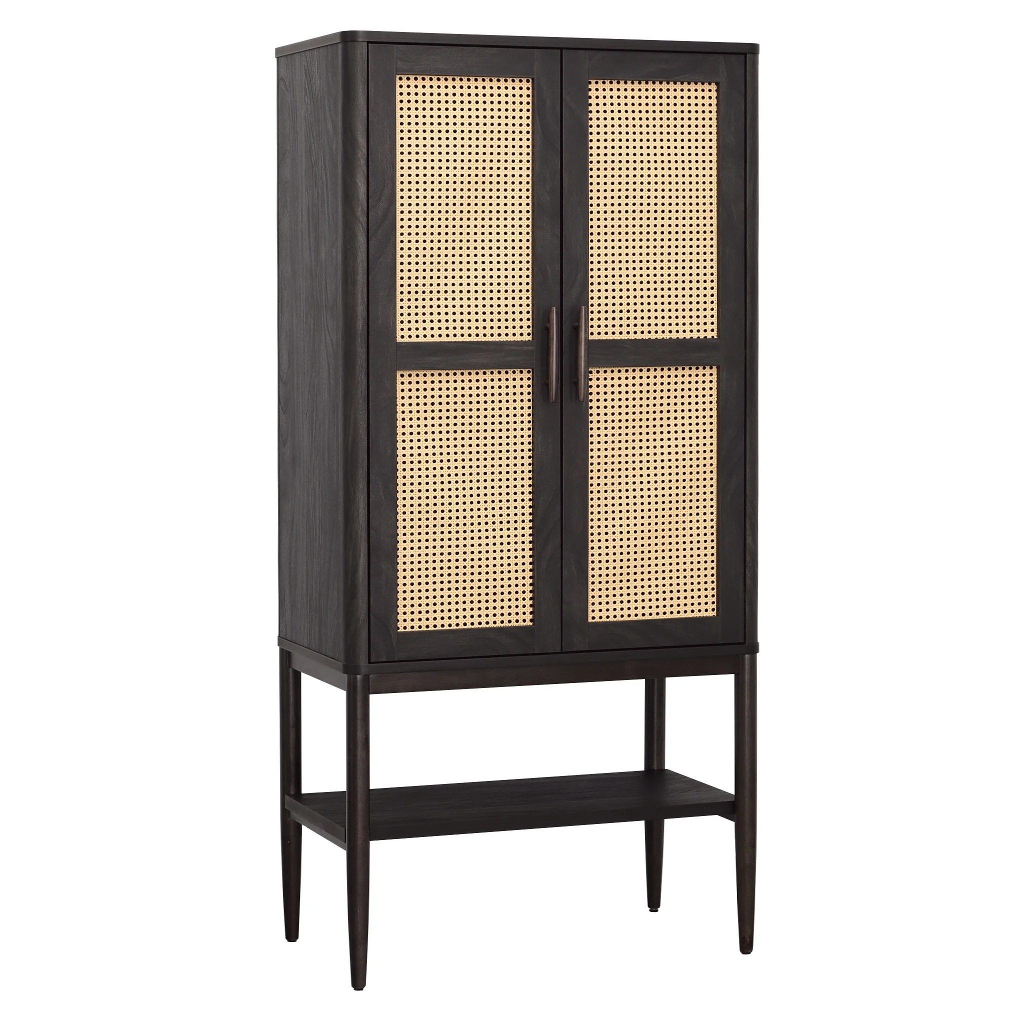 Better Homes & Gardens Springwood Caning Storage Accent Cabinet, Light Honey Finish