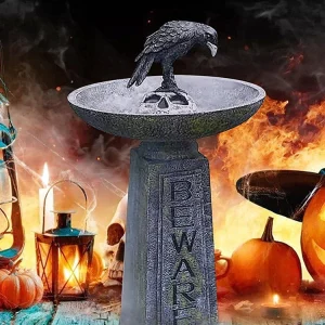 Huntermoon Garden Statue Sculpture Multi-Purpose Crows Black Halloween Home Decor Polyresin Bird Bath
