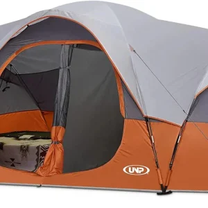 UNP Camping Tent 10-Person-Family Tents, Parties, Music Festival Tent, Big, Easy Up, 5 Large Mesh Windows, Double Layer, 2 Room, Waterproof, Weather Resistant, 18ft x 9ft x78in
