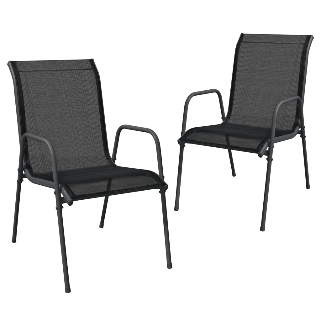 vidaXL Steel Outdoor Waterproof Patio Chairs, Black (Set of 2)