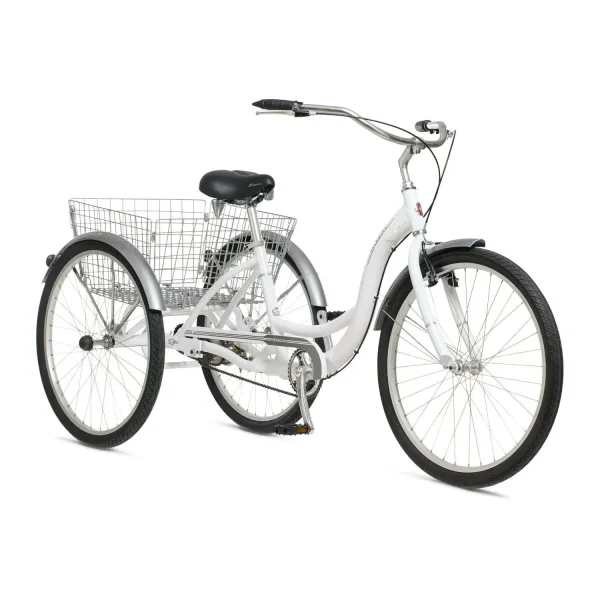 2025 Schwinn Meridian Adult Tricycle Bike Mens and Womens Three Wheel Beach Cruiser 26-inch Wheels Low Step-Through Frame Wide Seat Rear Folding Basket Sin