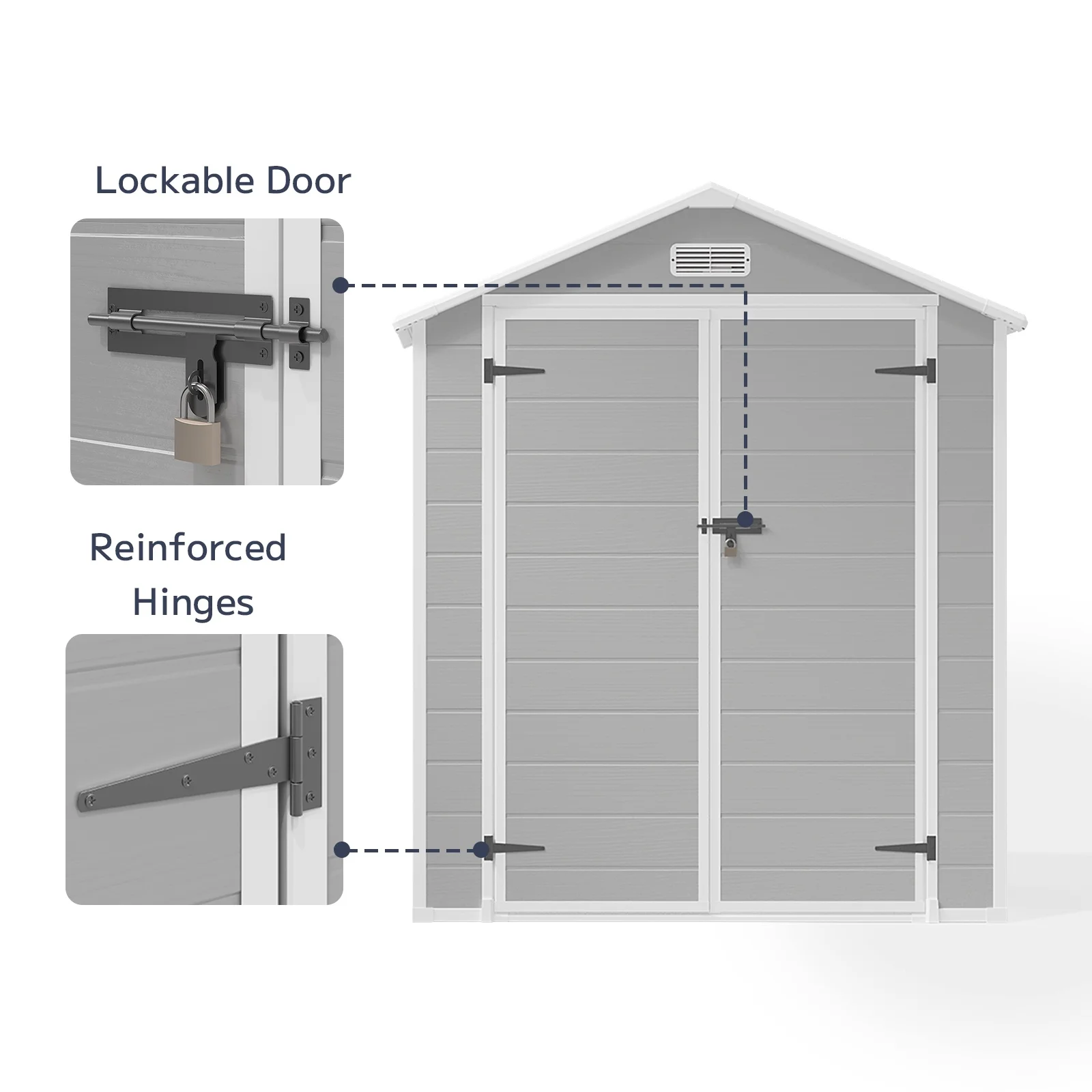 Asofer 6x4 FT Resin Storage Shed, Plastic Outdoor Shed with Floor-Side Window, Lockable Door for Backyard, Garden, Patio, Gray