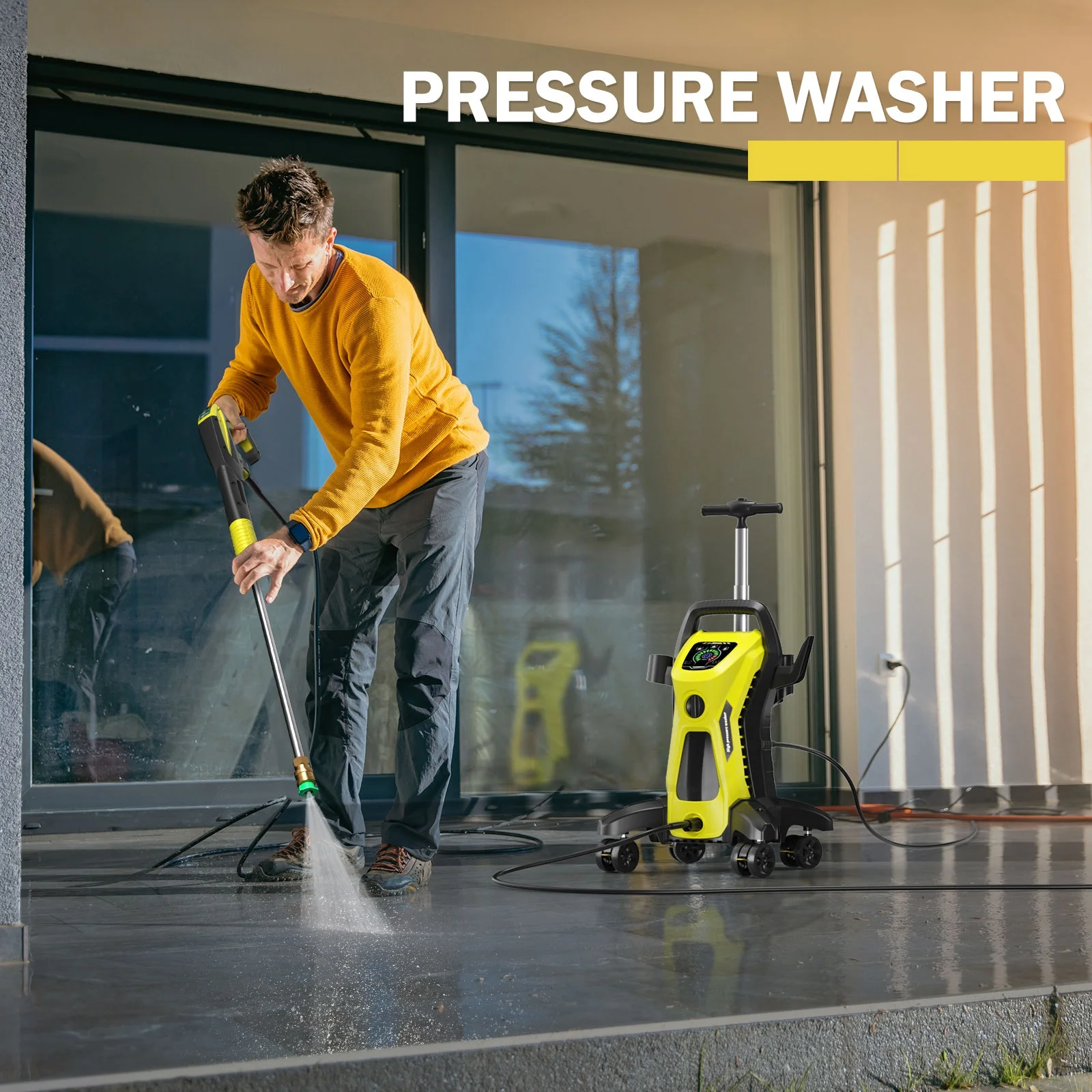 Electric Pressure Washer 5000PSI-Max 3.2GPM Power Washer Electric Powered with Upgrade Spray Handle Smart Control and 4 Anti-Tipping Wheels for Effortlessly Cleaning Blue