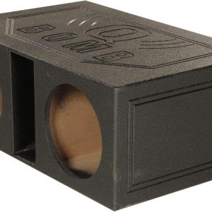 QPower QBOMB12VL Dual 12′′ Vented Subwoofer Box – Durable MDF, Black Rhino Liner Finish