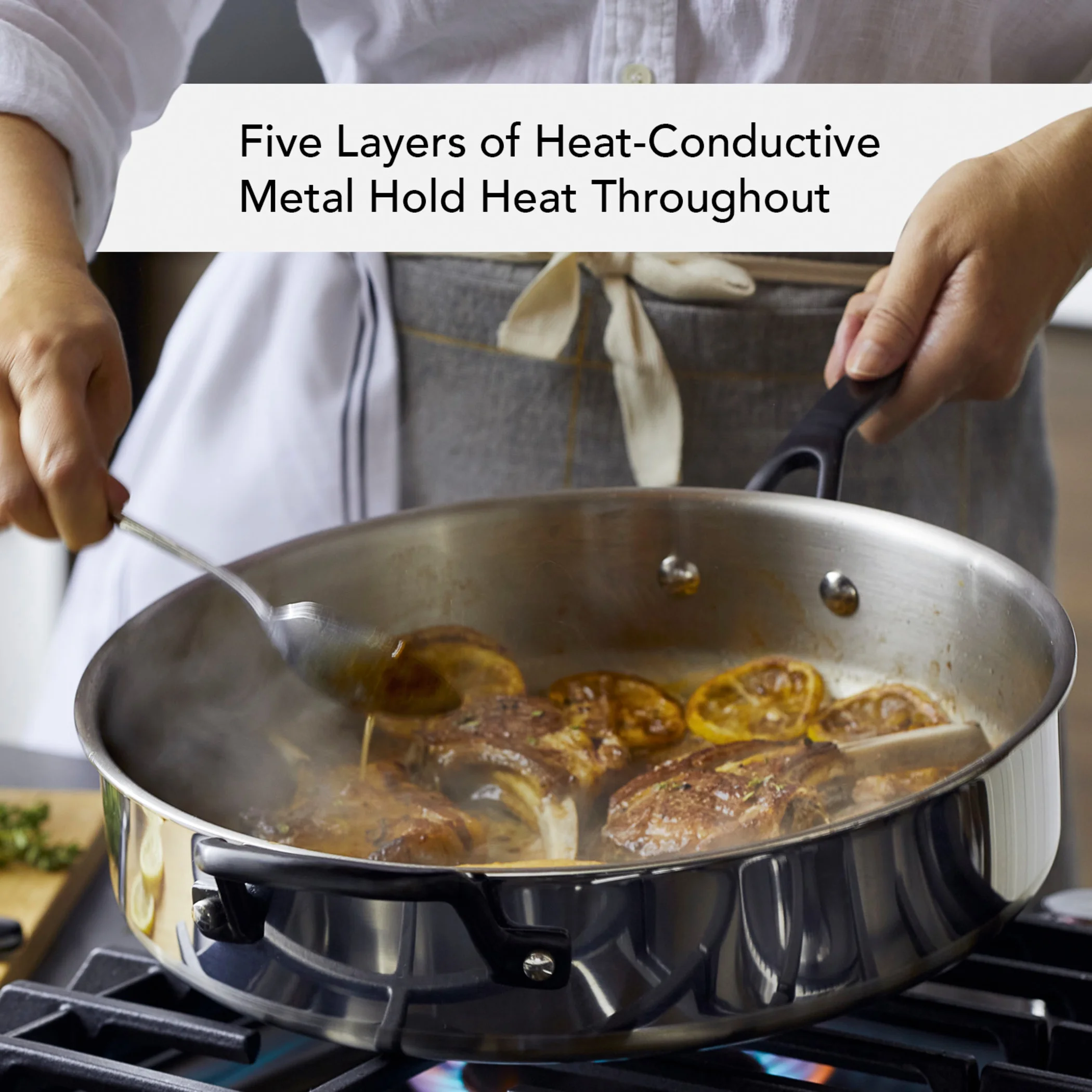 KitchenAid 5-Ply Clad 10 Pcs Stainless Steel Cookware Induction Pots and Pans Set, Dishwasher Safe, Metal Utensil, Broiler and Oven Safe to 500-F, Polished Stainless Steel