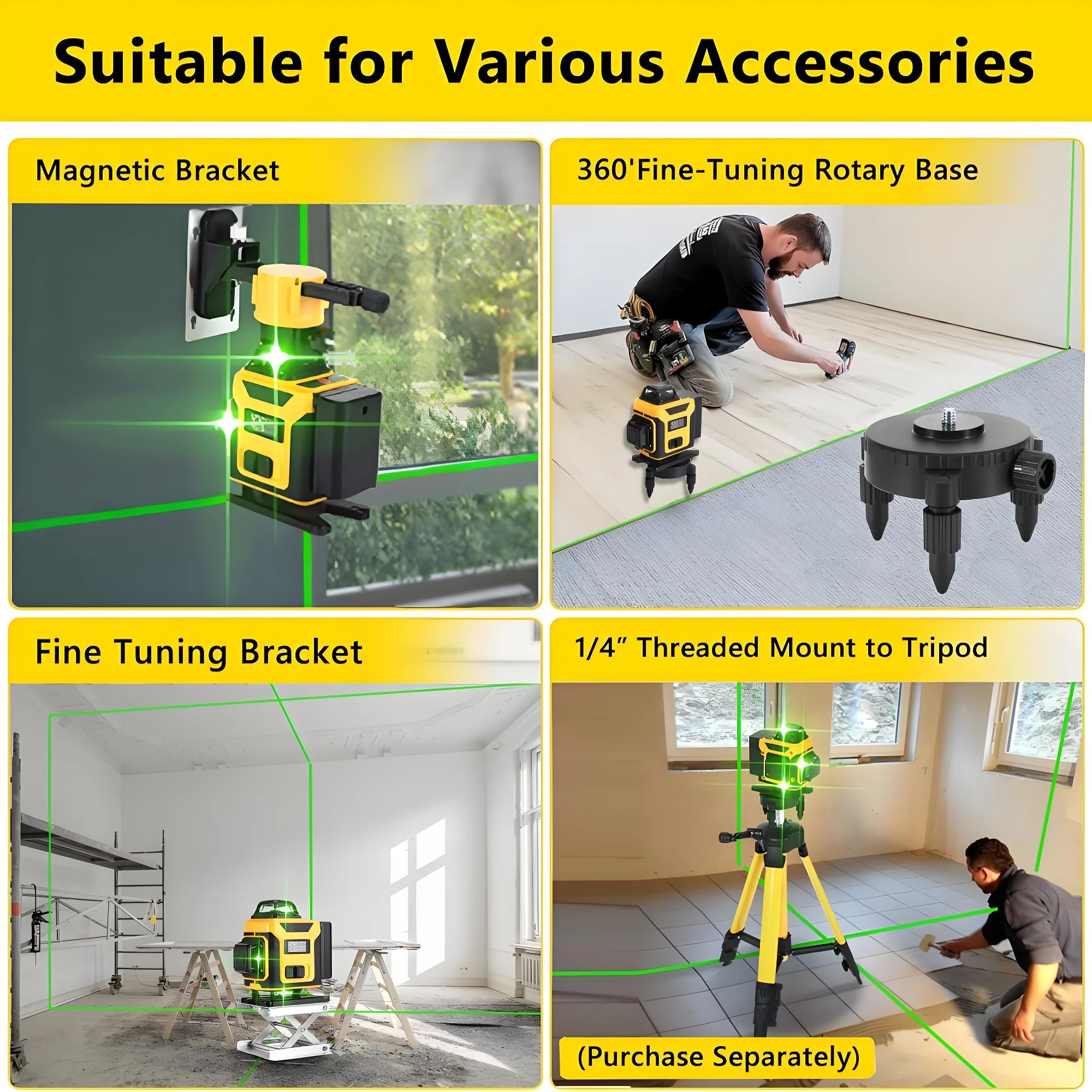 Laser Level,GOCHIFIX 16 Lines 4x360- Green Cross Laser Level Self Leveling with Tripod,Rotating Bracket,Remote Control,Lifting Platform,Rechargeable Battery and Storage Box