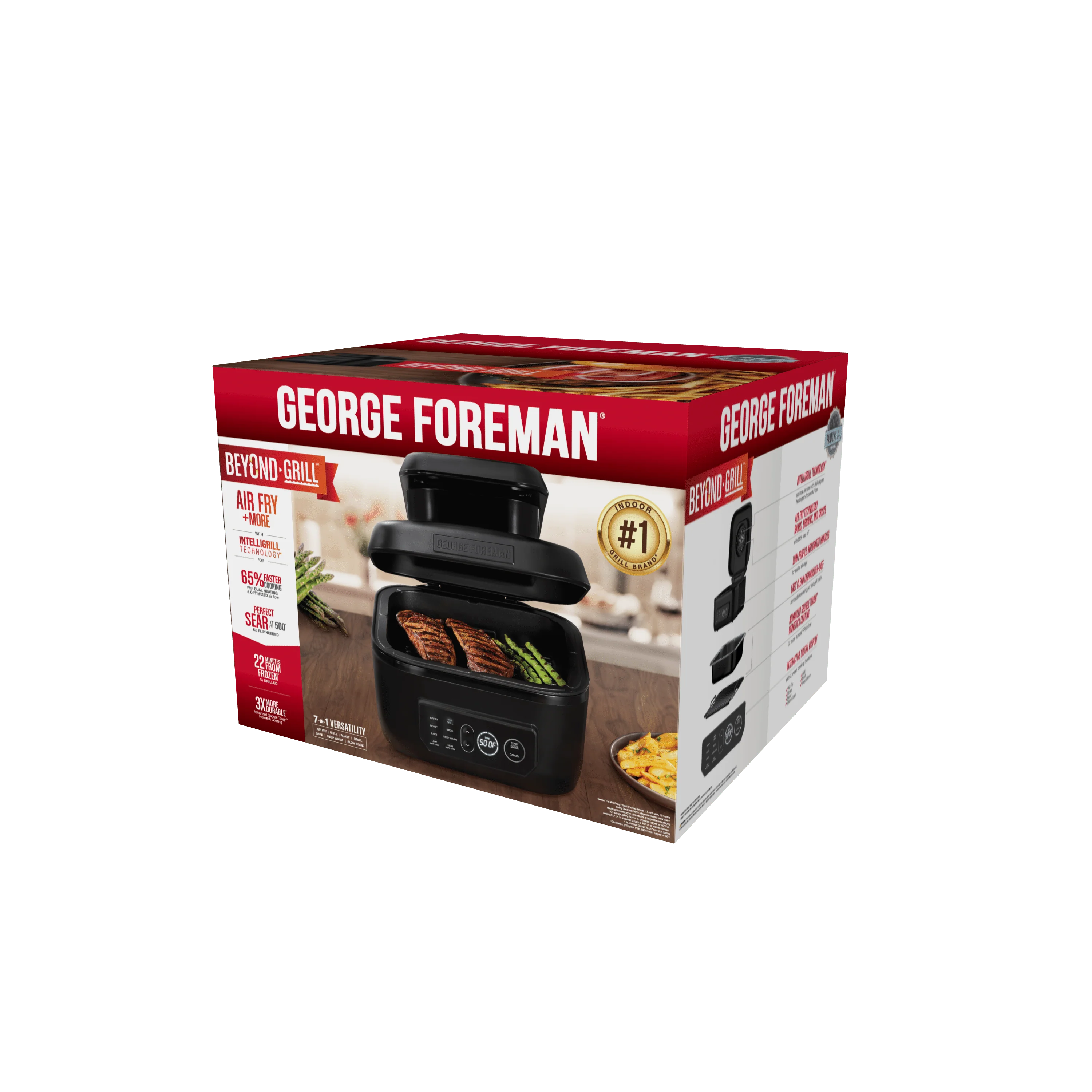 Foreman Beyond Grill 7-in-1 Electric Indoor Grill and 6 Quart Air Fryer, Black, MCAFD800D