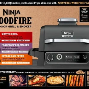 Ninja Woodfire 3-in-1 Outdoor Grill, Master Grill, BBQ Smoker, & Outdoor Air Fryer with Woodfire Technology, OG700